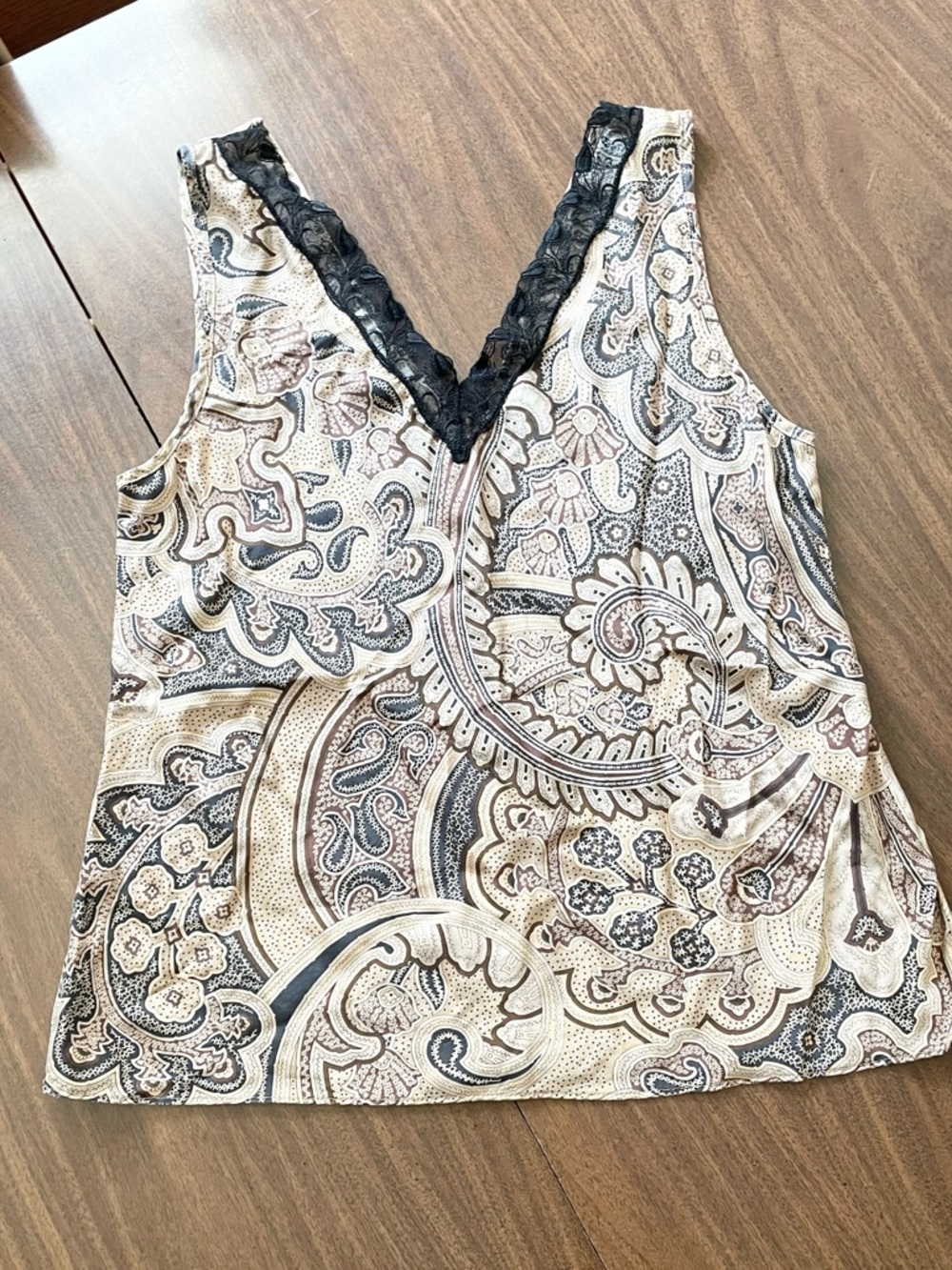 SILK SHADES Vintage Y2K Silk Lace Trim Cami Top Women's Size L